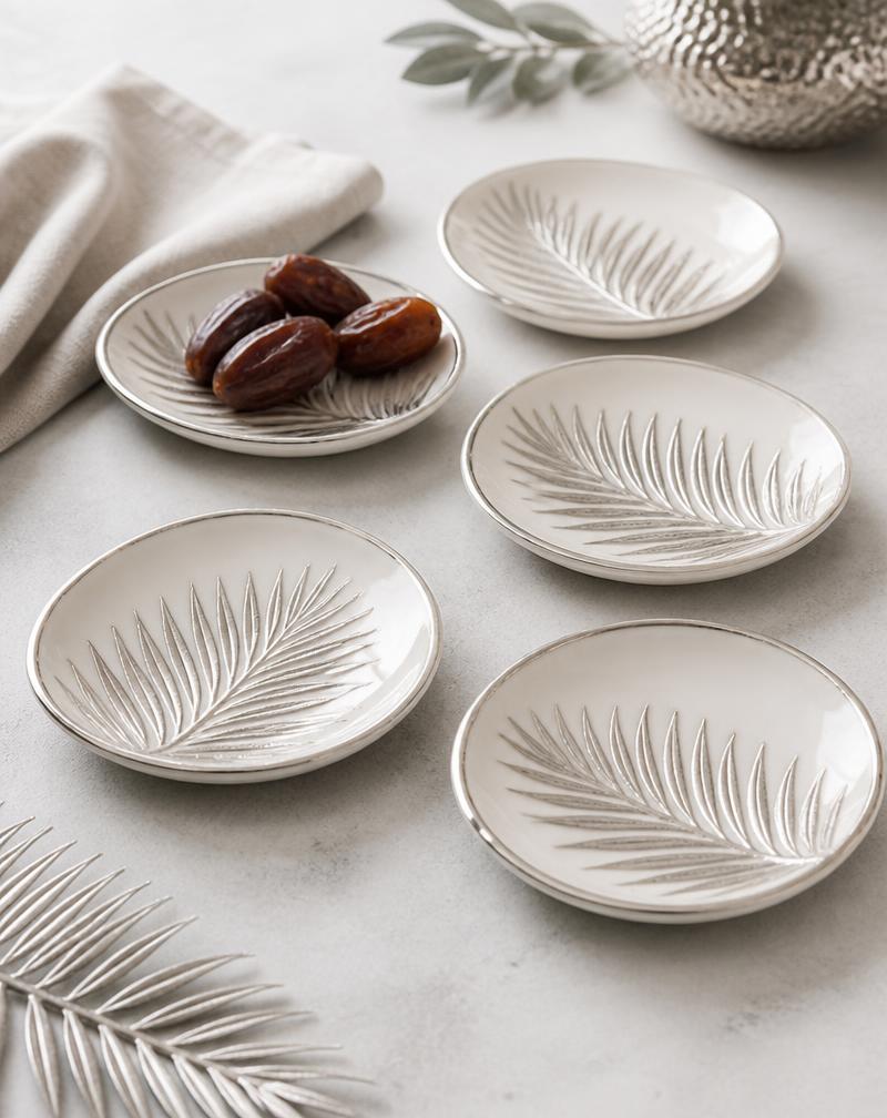Palm-motif date plate set